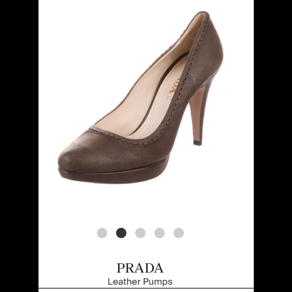 Prada Brown stitched leather platform pumps, US 6.5